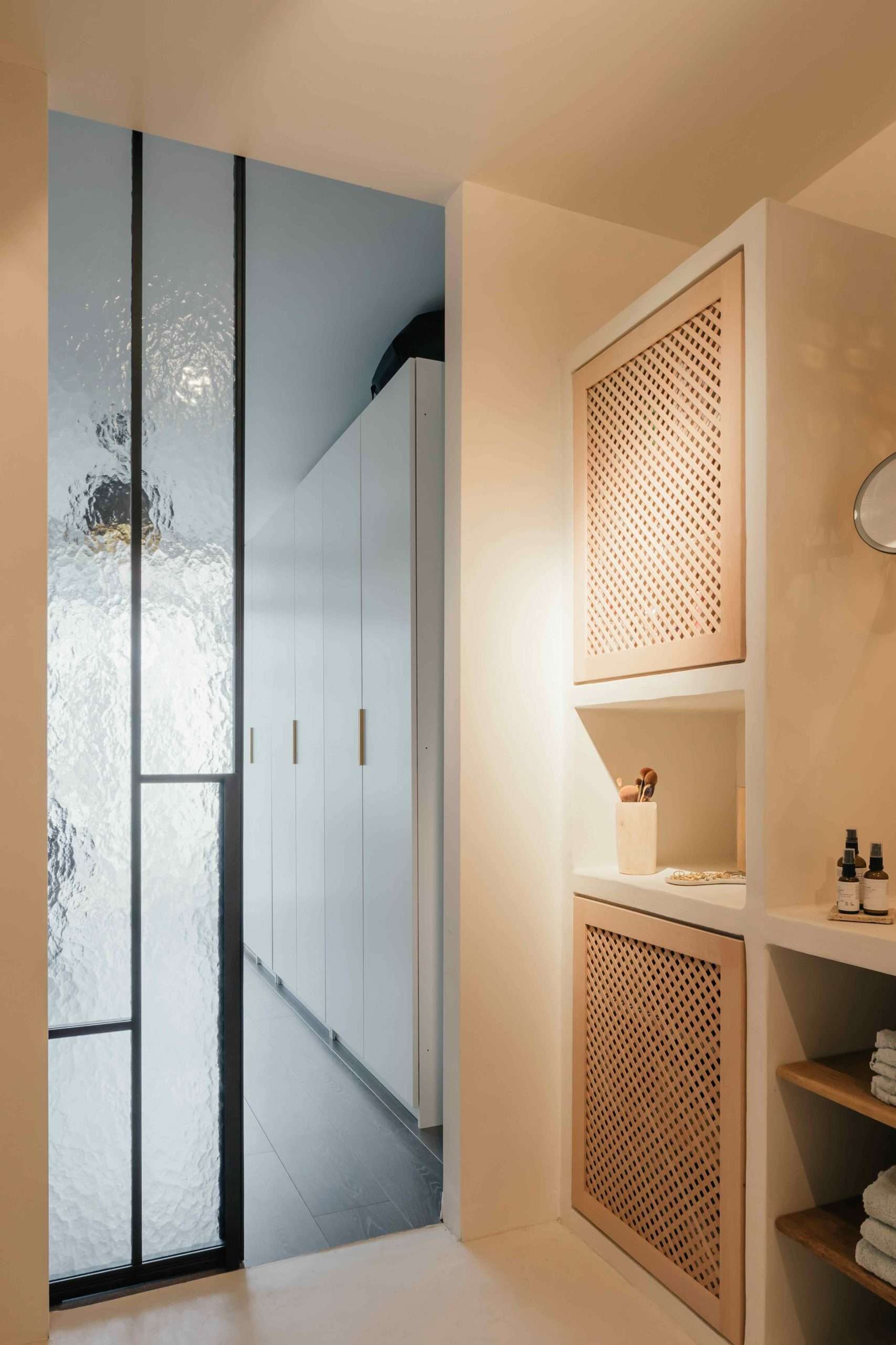 Steel Sliding Door with Cathedral Glass